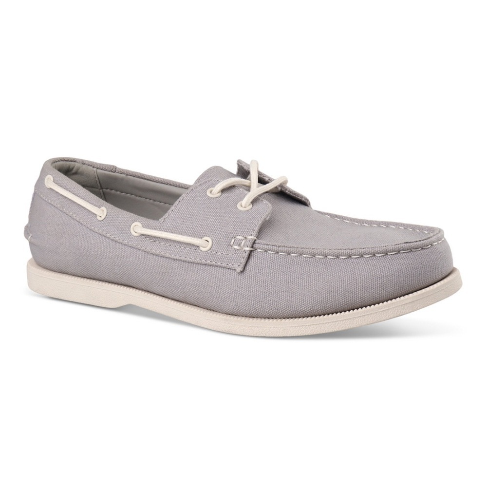 Club Room Men's Elliot Lace-Up Cotton Canvas Boat Shoes- Size 7